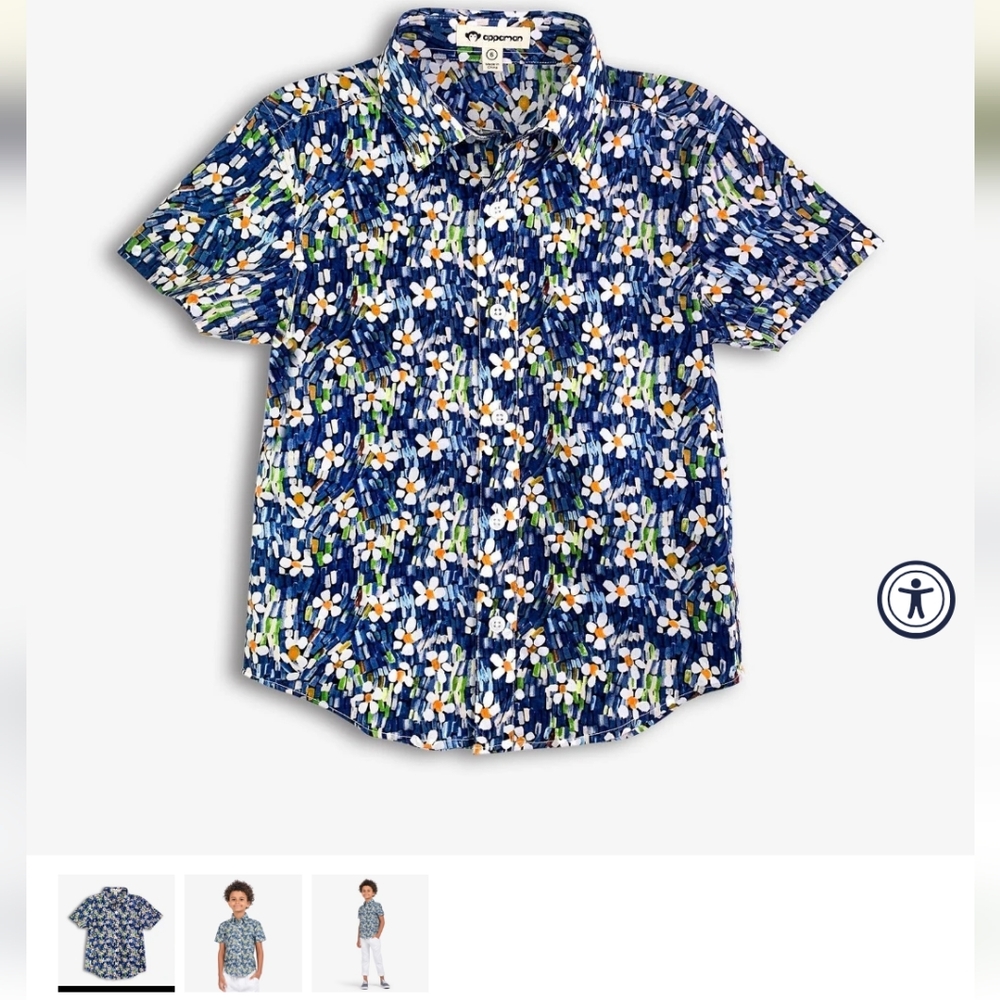 Appaman Blue and White Floral Button Down Shirt